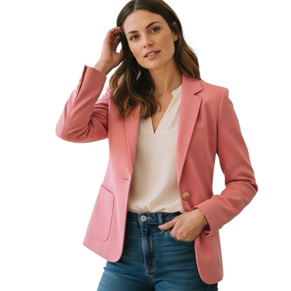 Brioni women’s preppy pink cashmere two button blazer suit jacket barbiecore